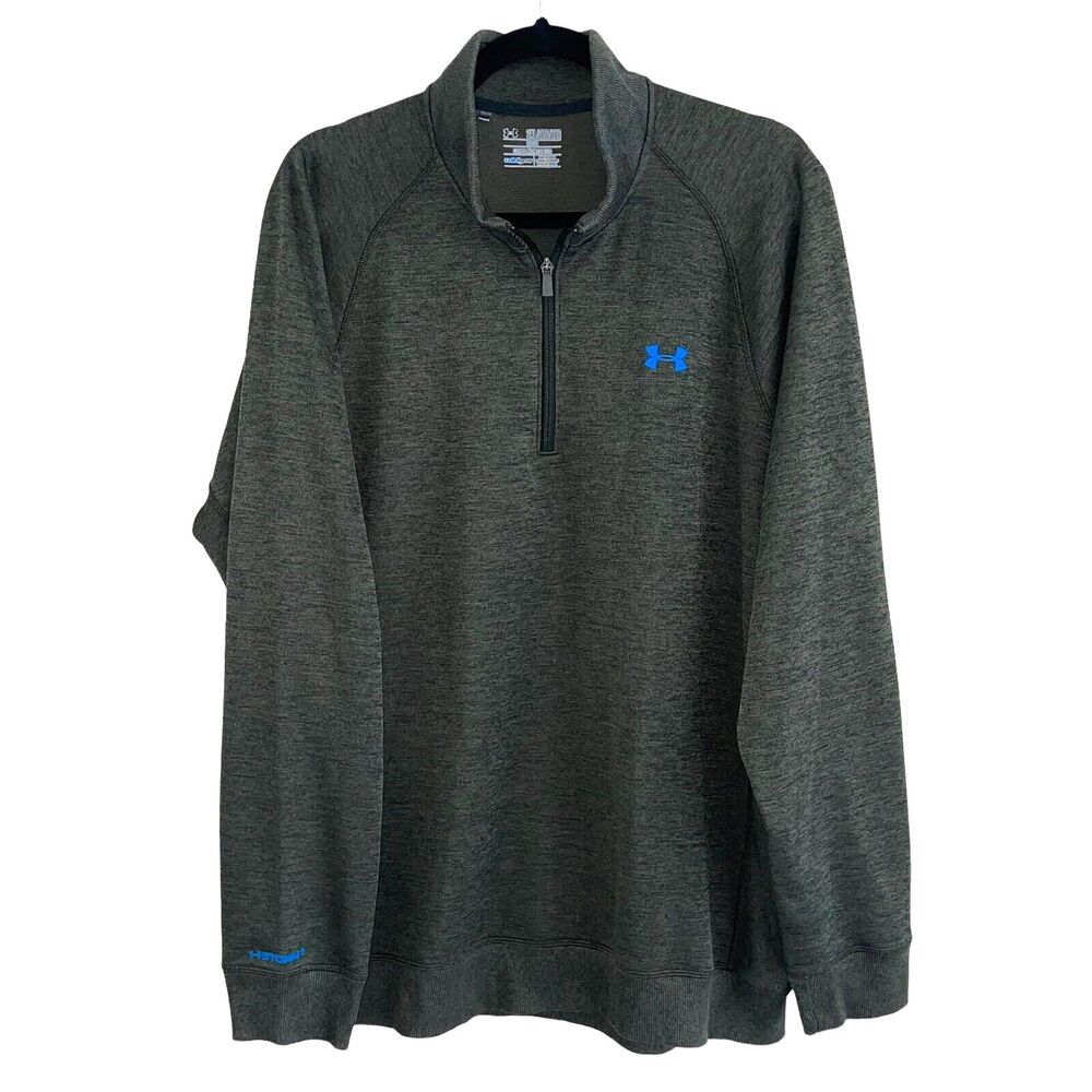 Under Armour Loose Fit Green 1/4 Zip Pullover Mens Size 2XL Cold Gear Activewear